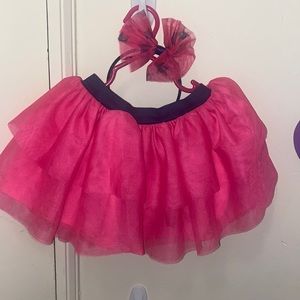 🐾 Paw Patrol pink tutu with matching headband & plaid leggings
